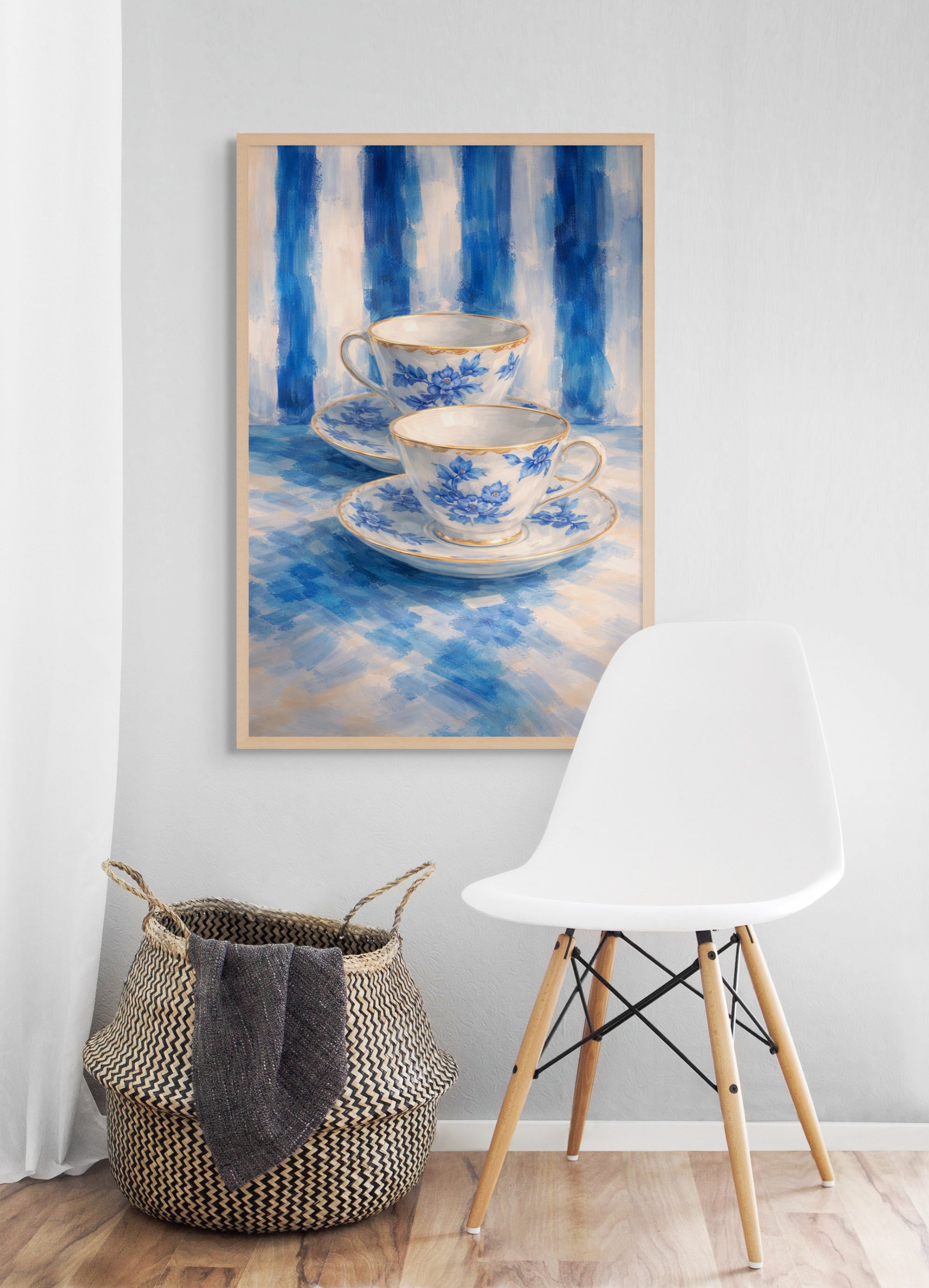 Delfts Blauw Theetijd Wanddecoratie – Nederlandse Stijl Canvas Print