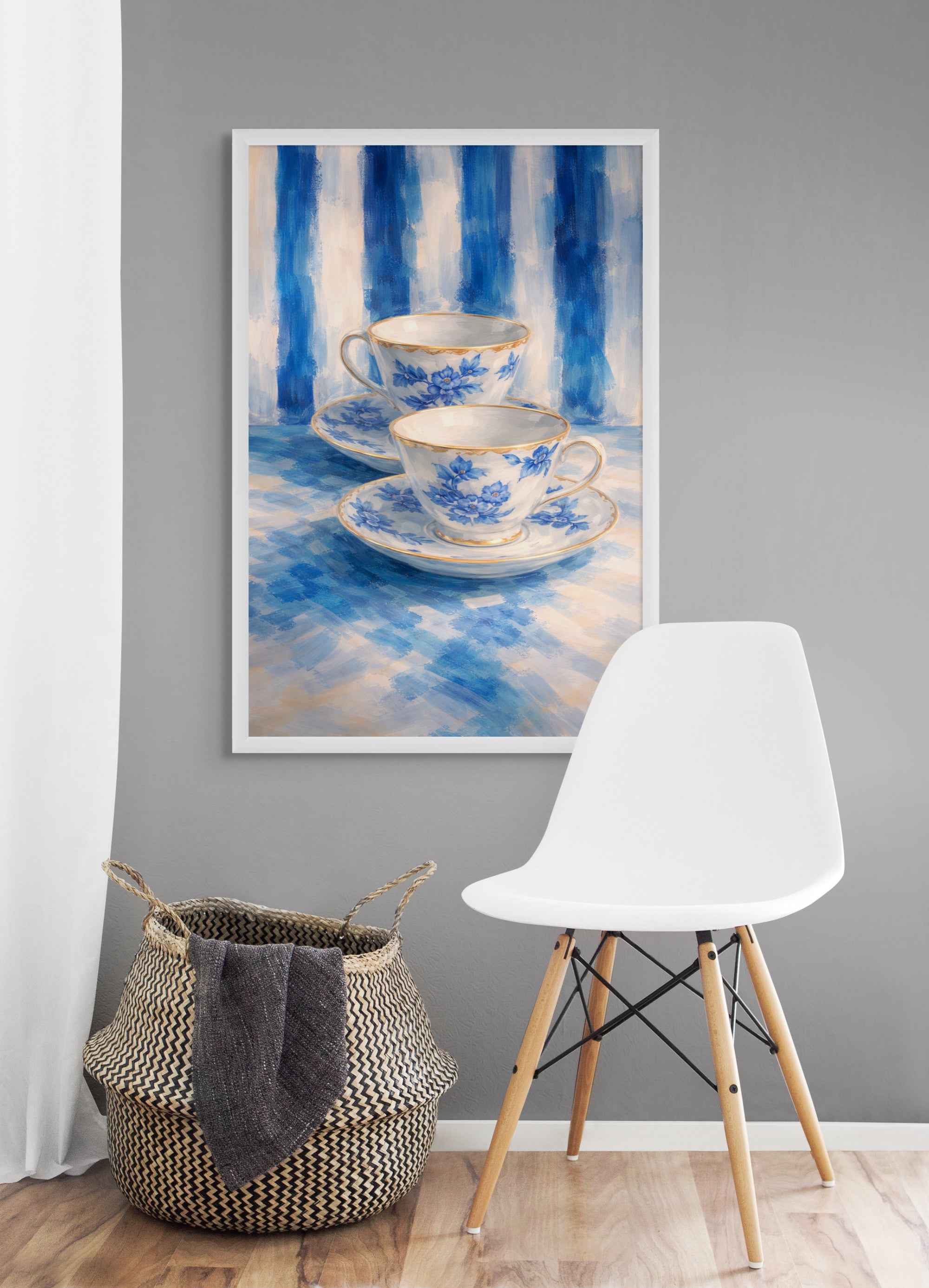 Delfts Blauw Theetijd Wanddecoratie – Nederlandse Stijl Canvas Print