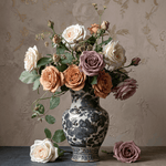 Timeless Roses in Vintage Porcelain Elegance wanddecoratie met tijdloze rozen in vintage porseleinen elegantie