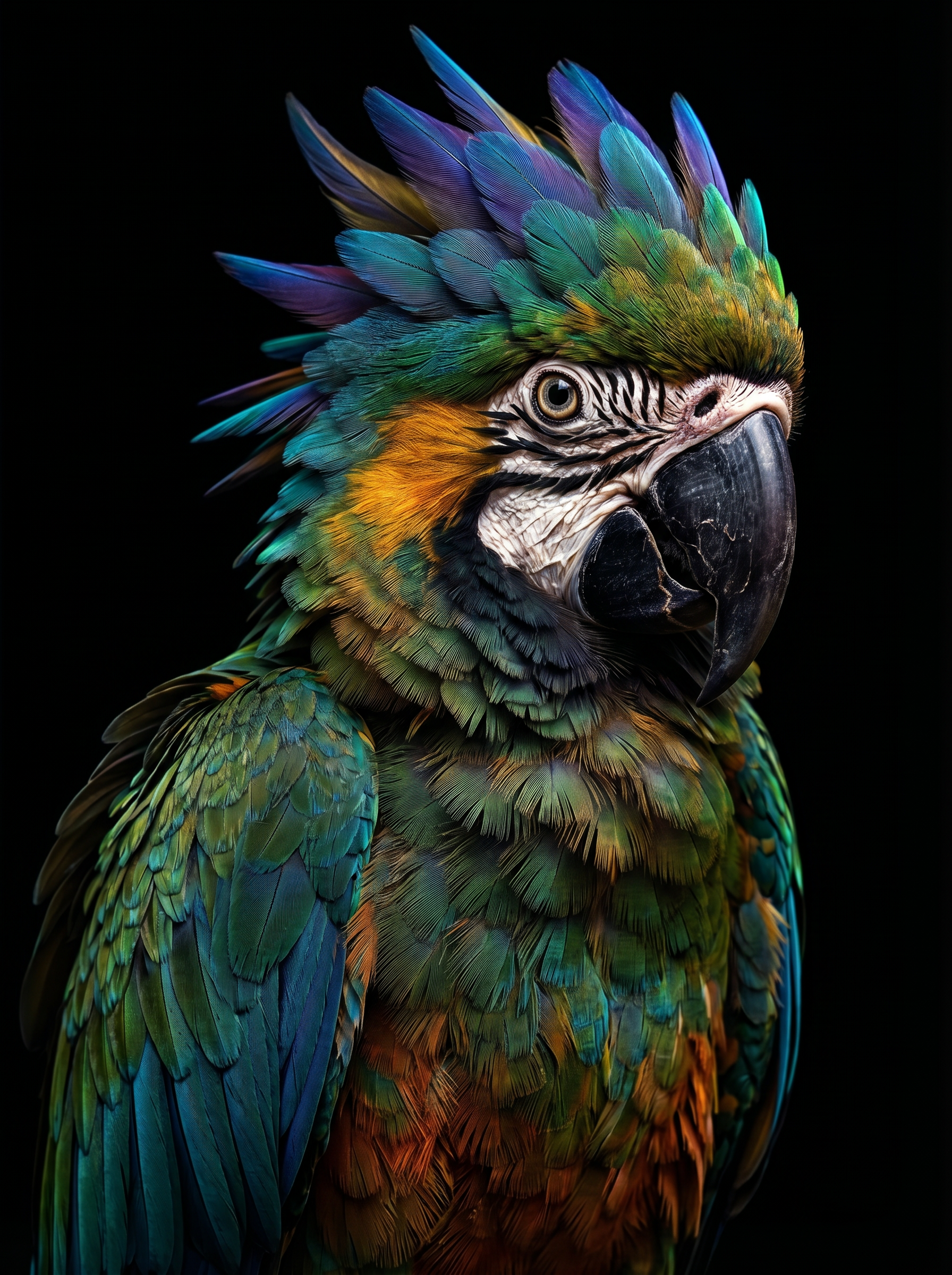 Tropic Thunder Plume wanddecoratie met tropische vogel met weelderige verenpracht in felle kleuren