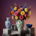 Velvet Bloom Parade Wanddecoratie – Kleurrijke Bloemen Canvas Print