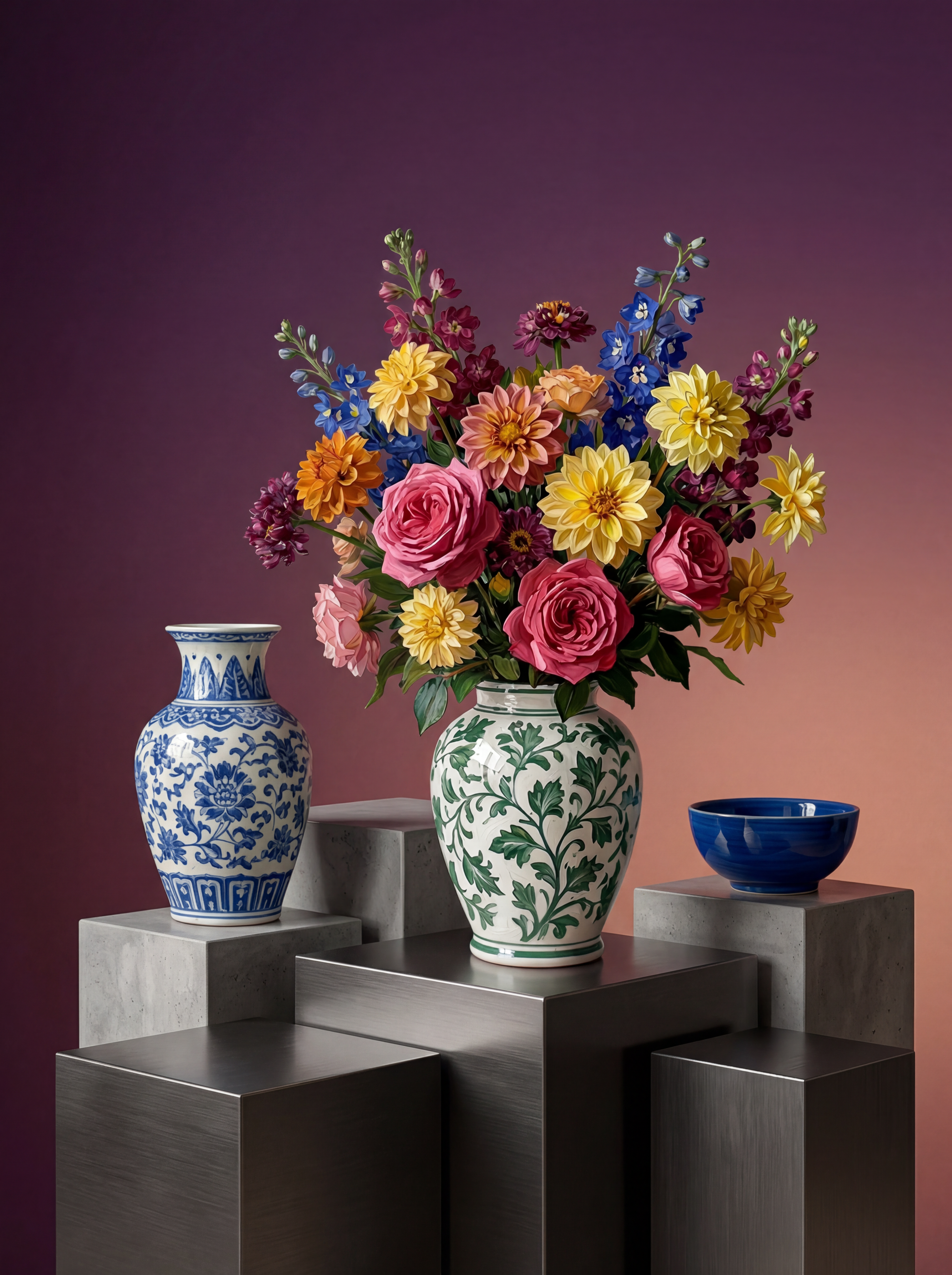 Velvet Bloom Parade Wanddecoratie – Kleurrijke Bloemen Canvas Print