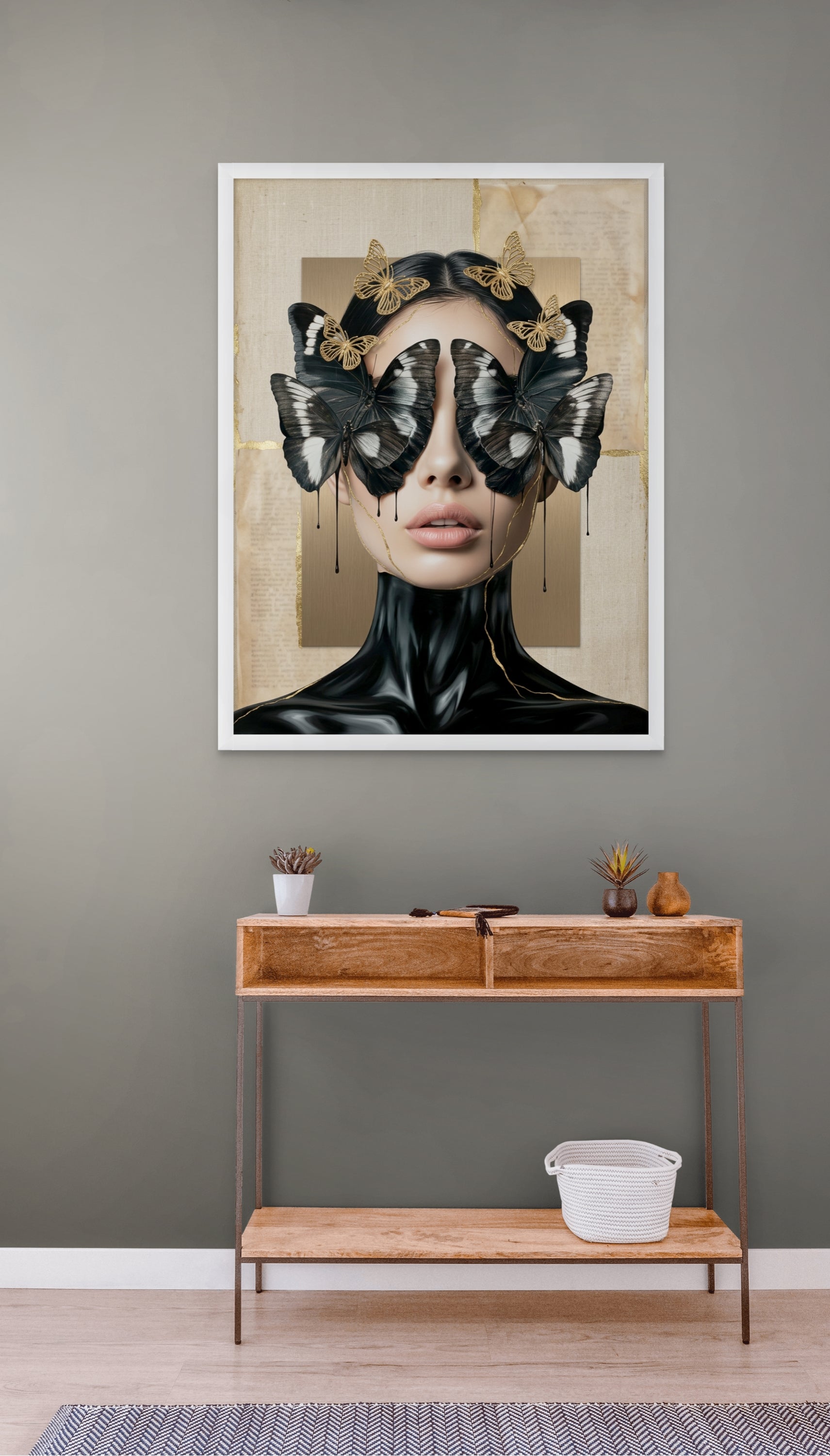 Zwart en Goud Schoonheid Wanddecoratie – Luxe Portret Canvas Print