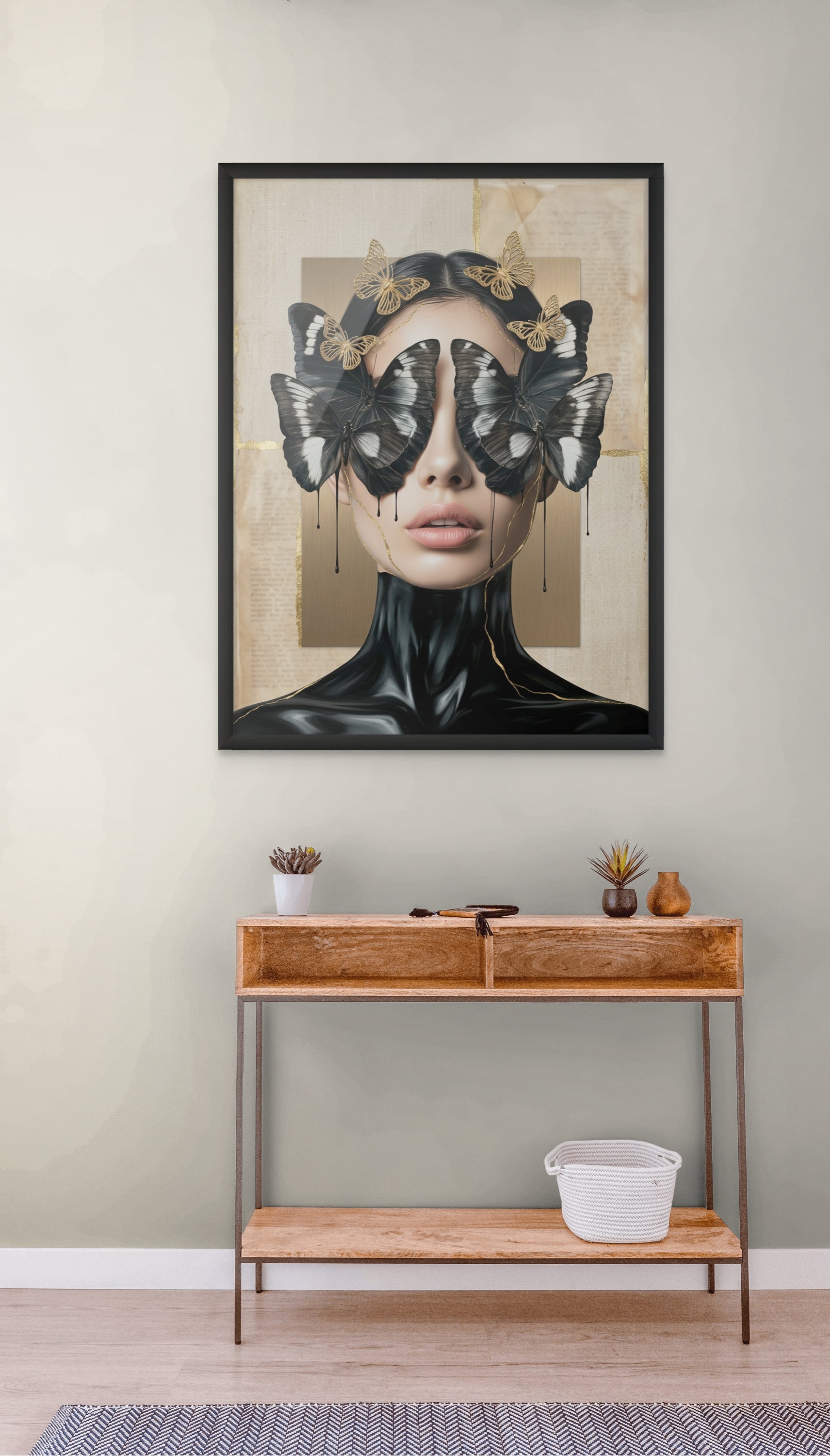 Zwart en Goud Schoonheid Wanddecoratie – Luxe Portret Canvas Print