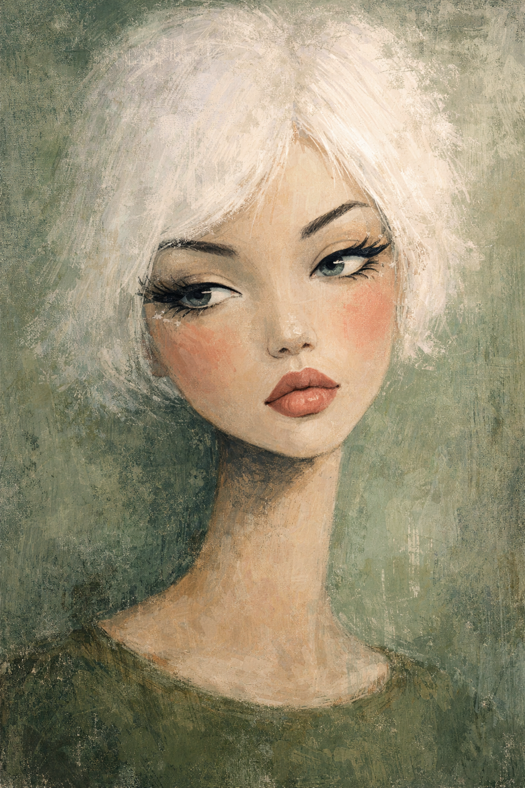Fluistering van Elegantie wanddecoratie met sierlijk portret vol stille elegantie