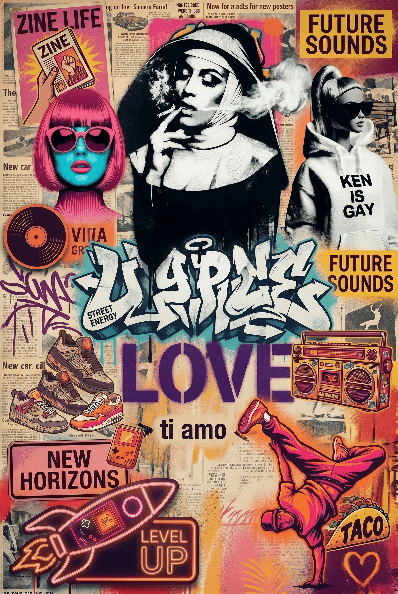 Vinylnachten en Straatlegendes Schilderij