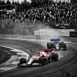 Voorsprong in de Bocht – vintage motorsport wanddecoratie