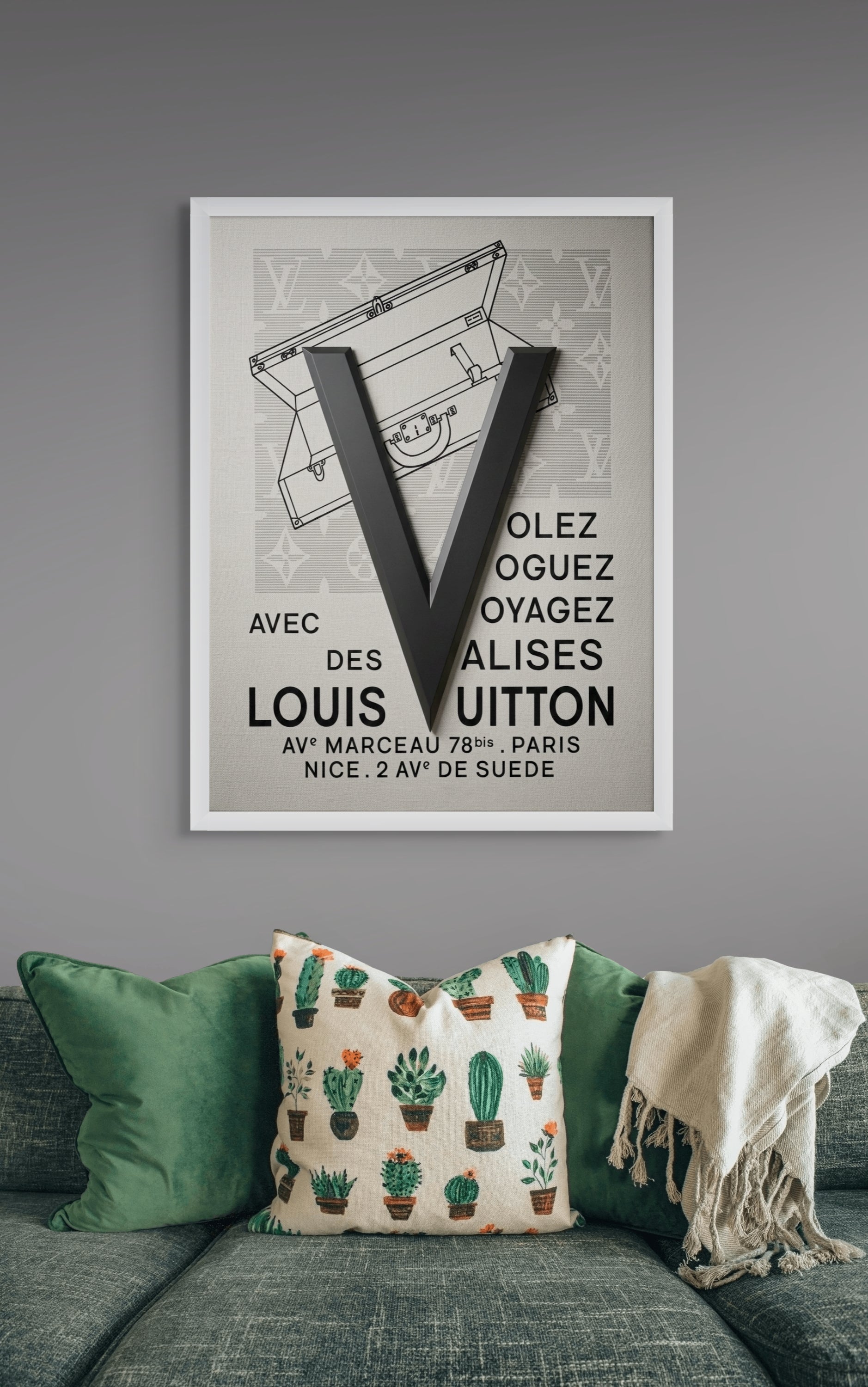 Voyage Noir mit Vuitton – Wandbild auf Leinwand, Aluminium oder Poster