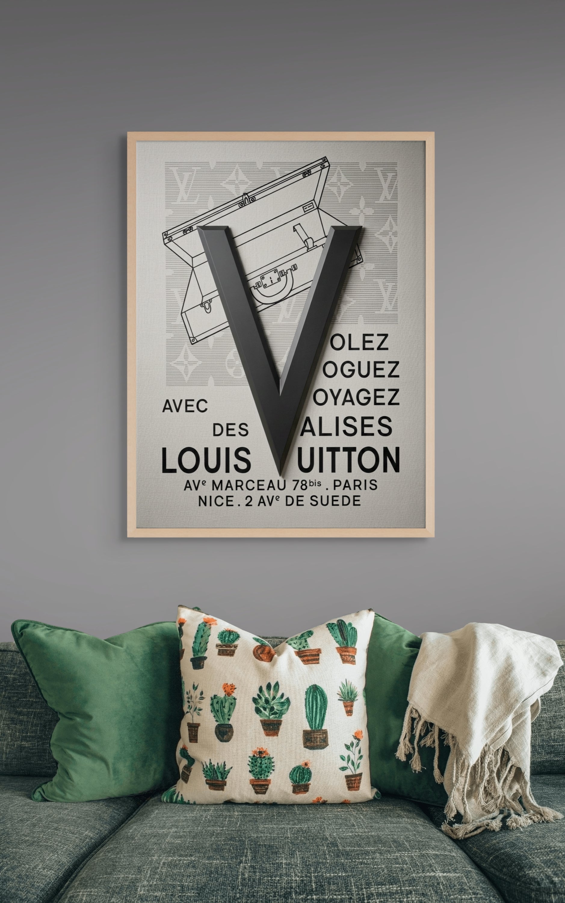 Voyage Noir mit Vuitton – Wandbild auf Leinwand, Aluminium oder Poster