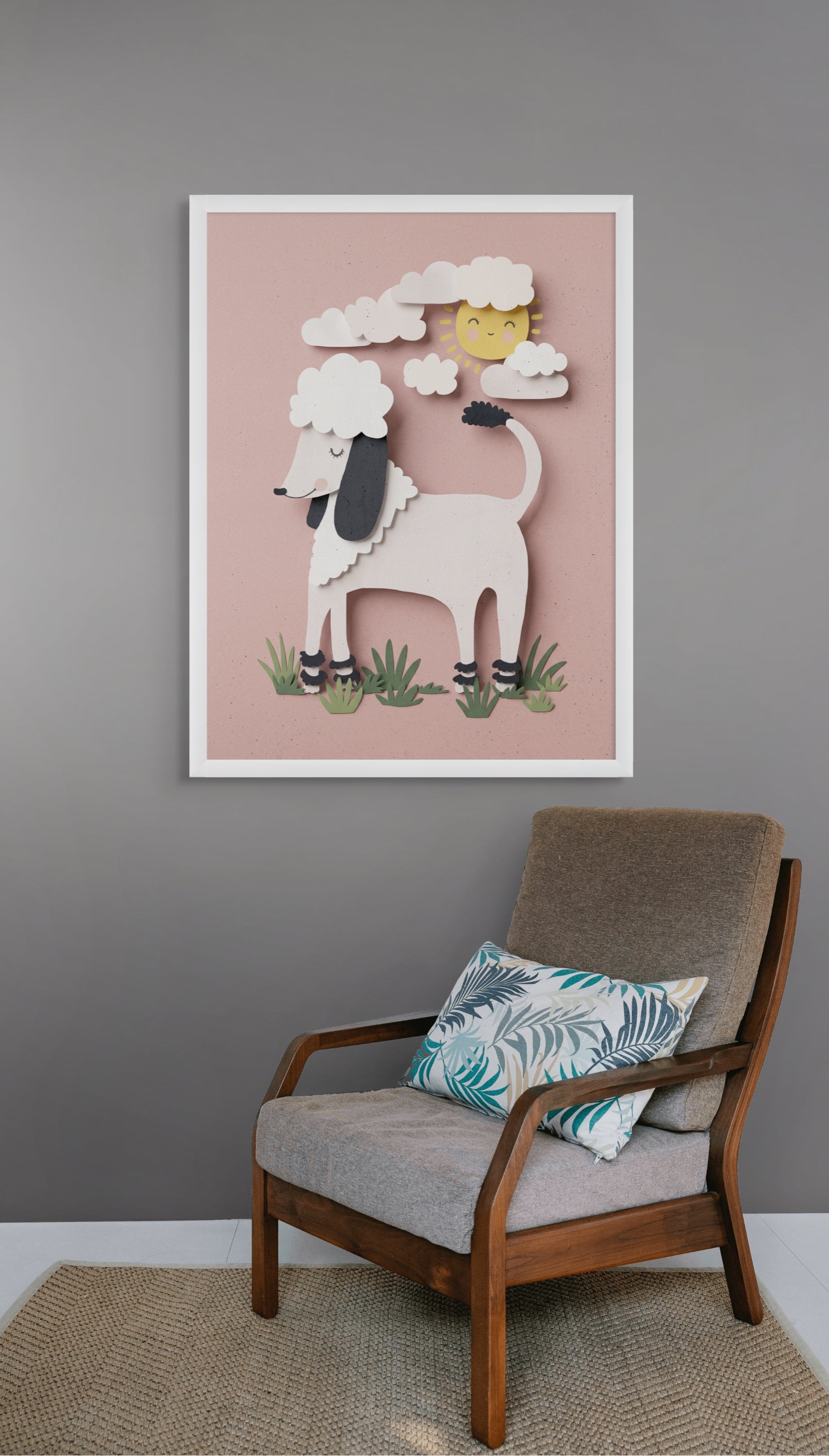 Vrolijk Wolkenschaapje Wanddecoratie – Schattig Kinderkamer Canvas Print