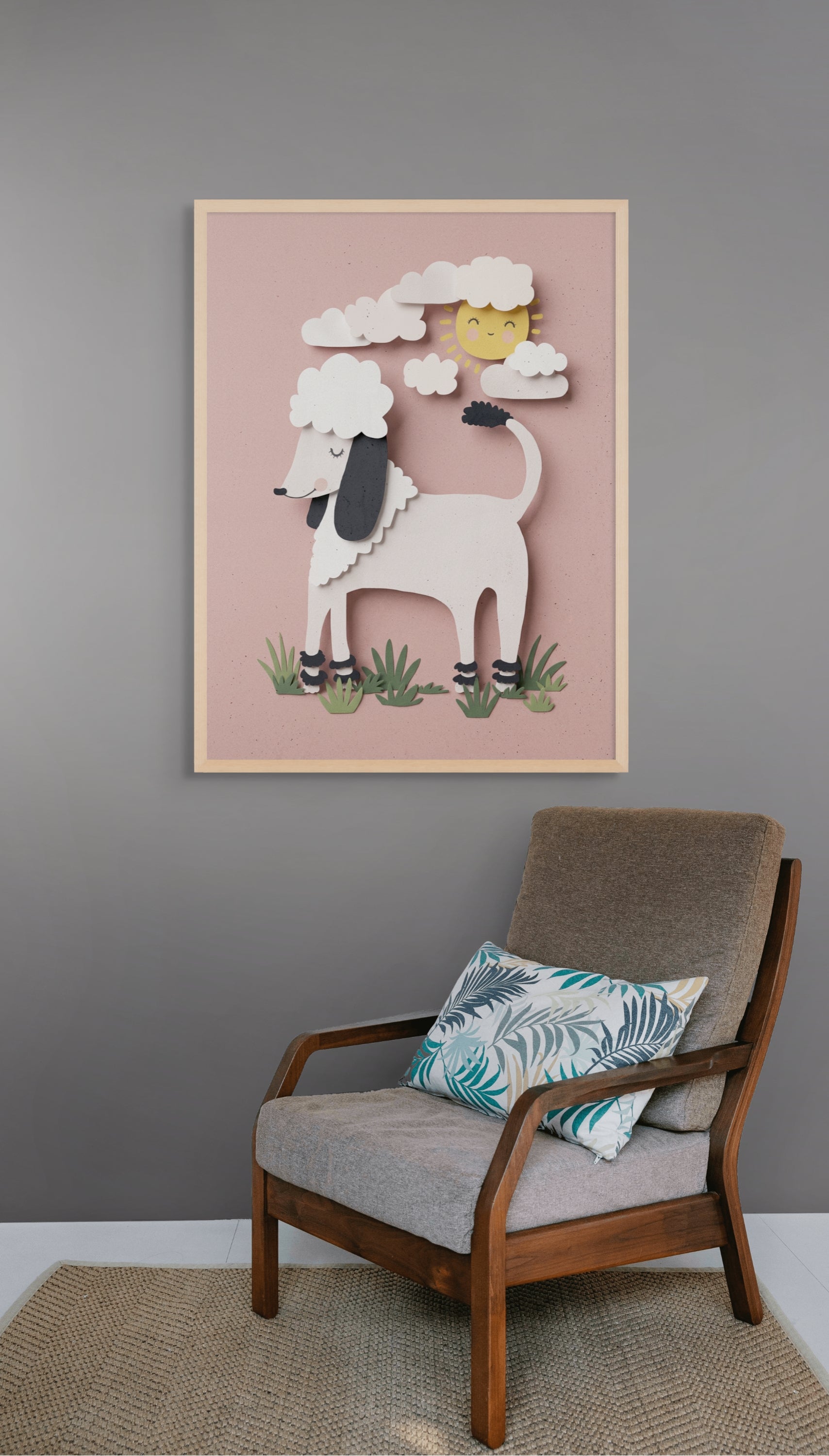 Vrolijk Wolkenschaapje Wanddecoratie – Schattig Kinderkamer Canvas Print