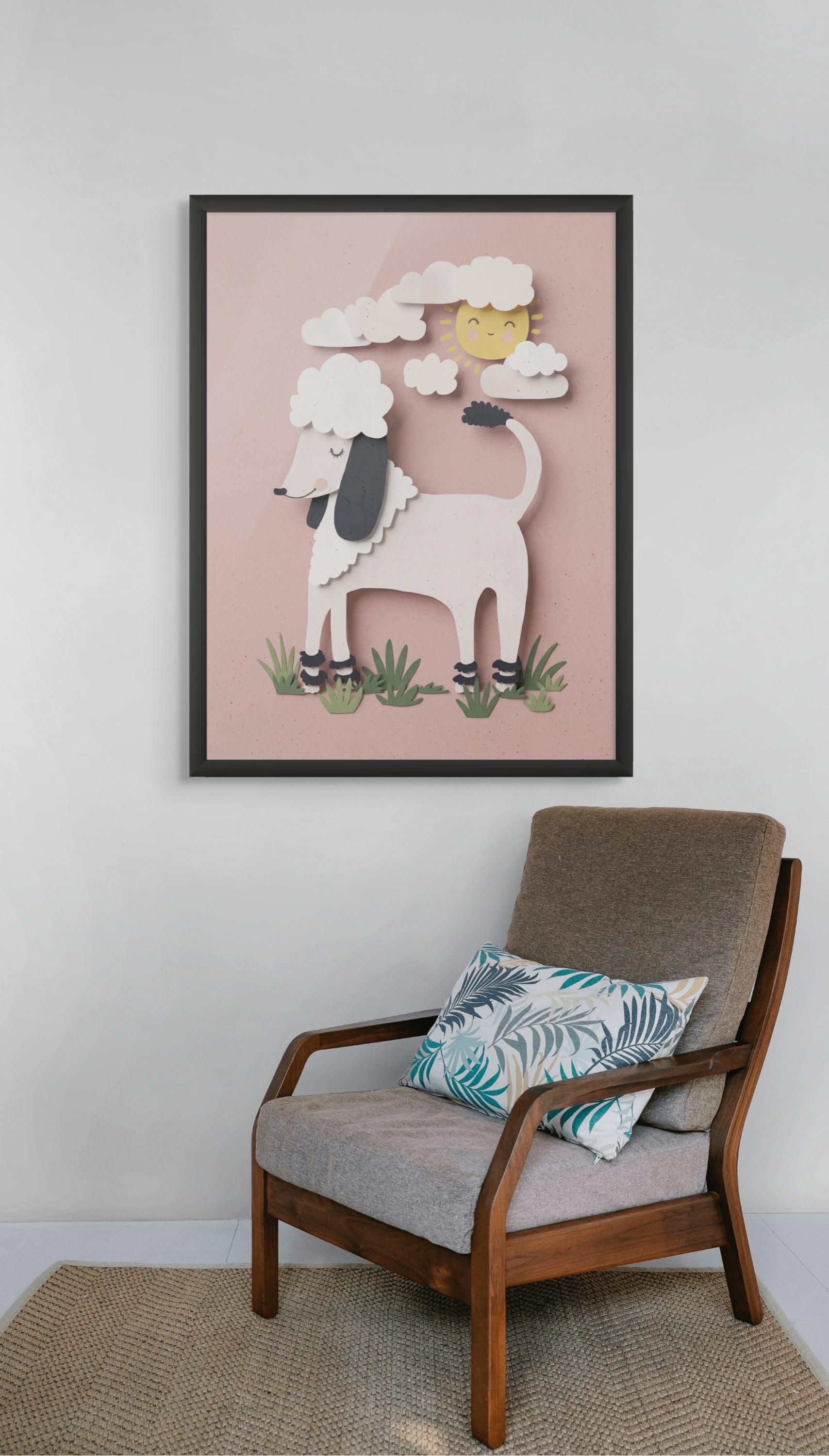Vrolijk Wolkenschaapje Wanddecoratie – Schattig Kinderkamer Canvas Print