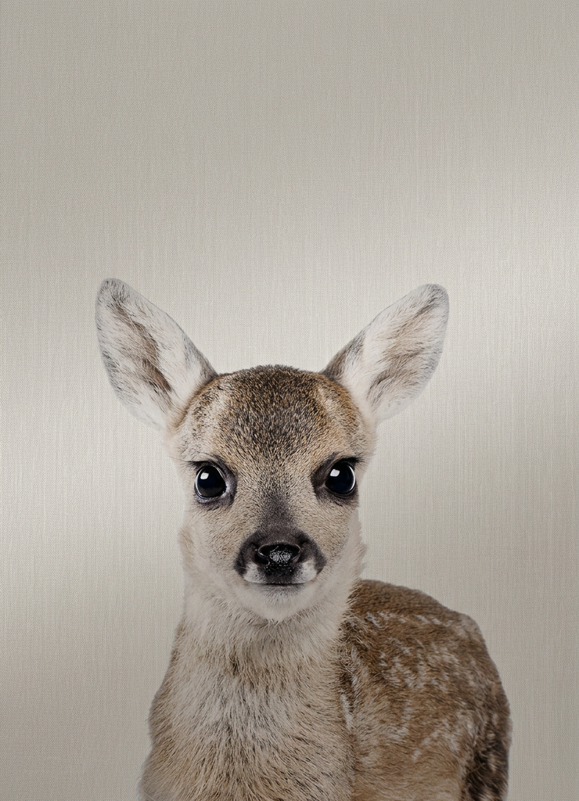 Whisper of the Fawn wanddecoratie met schattig hertenkalfje in zachte sfeer