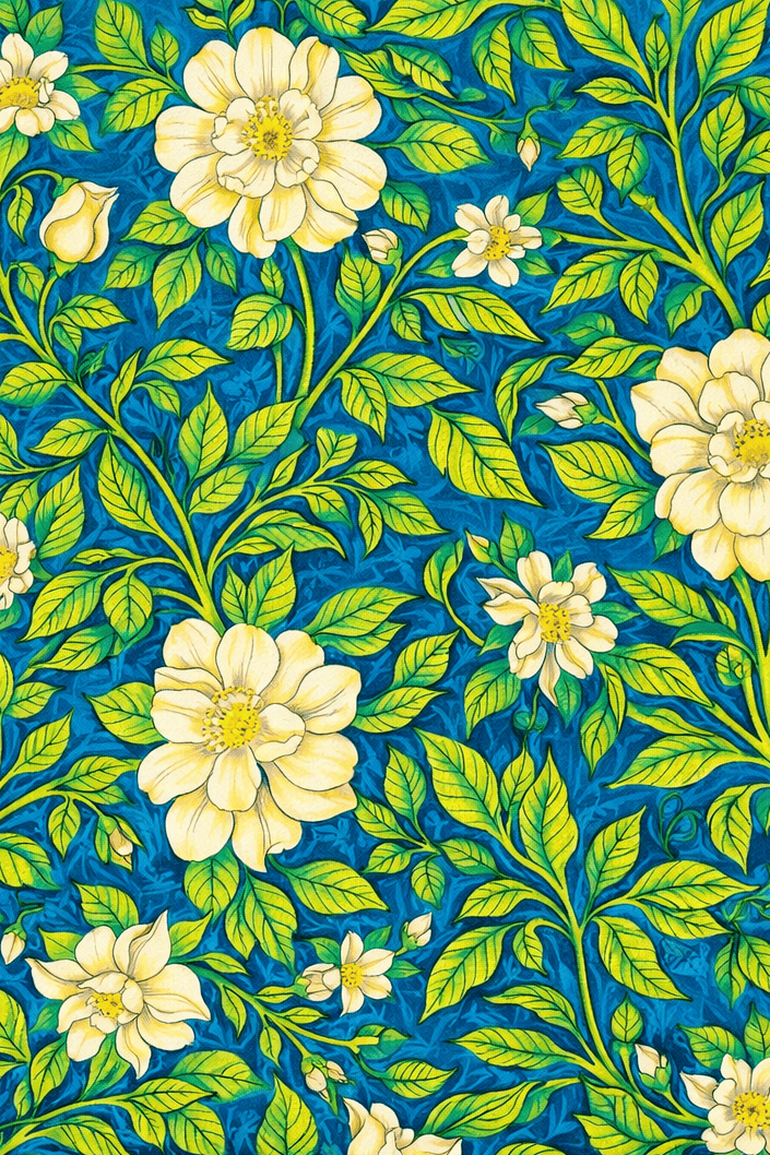 Witte Rozen op Saffierblauw Schilderij