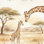 Savanne voor Twee wanddecoratie met twee dieren in een gouden savannelandschap