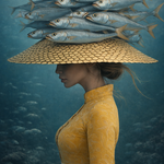 Zeehoed vol Stilte wanddecoratie met fantasievolle zeehoed in serene sfeer