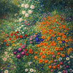 Zomerstorm van Bloemen wanddecoratie met wervelende storm van kleurrijke zomerbloemen
