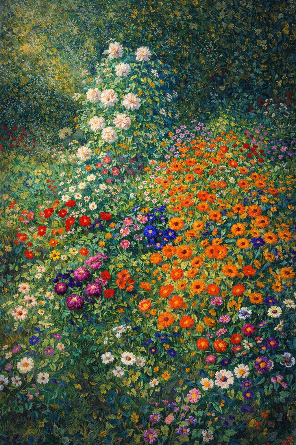 Zomerstorm van Bloemen wanddecoratie met wervelende storm van kleurrijke zomerbloemen