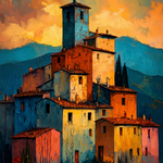 Zonsondergang boven Siena Straatjes Wanddecoratie – Italiaans Landschap Canvas Print