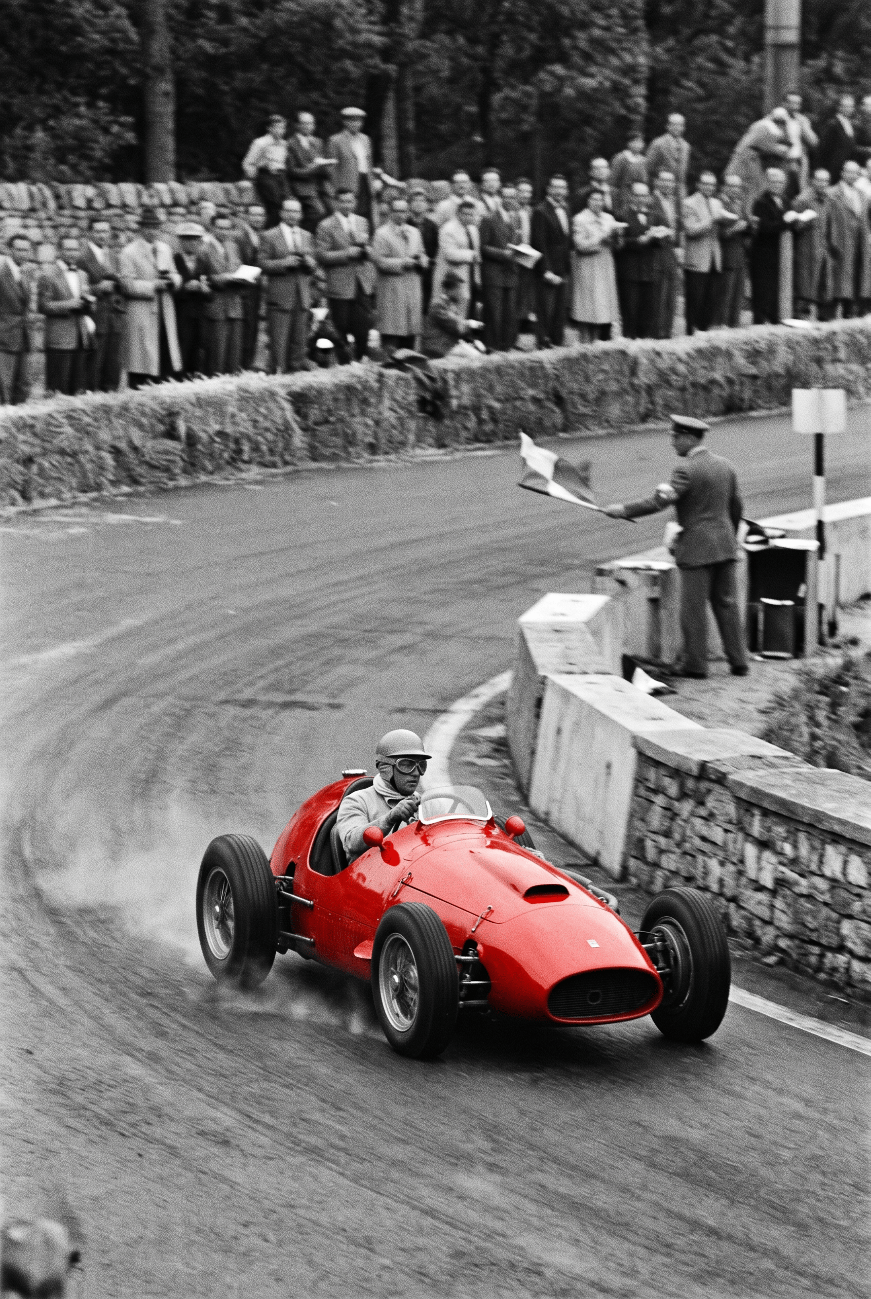Zwaai naar de Finish – vintage motorsport wanddecoratie