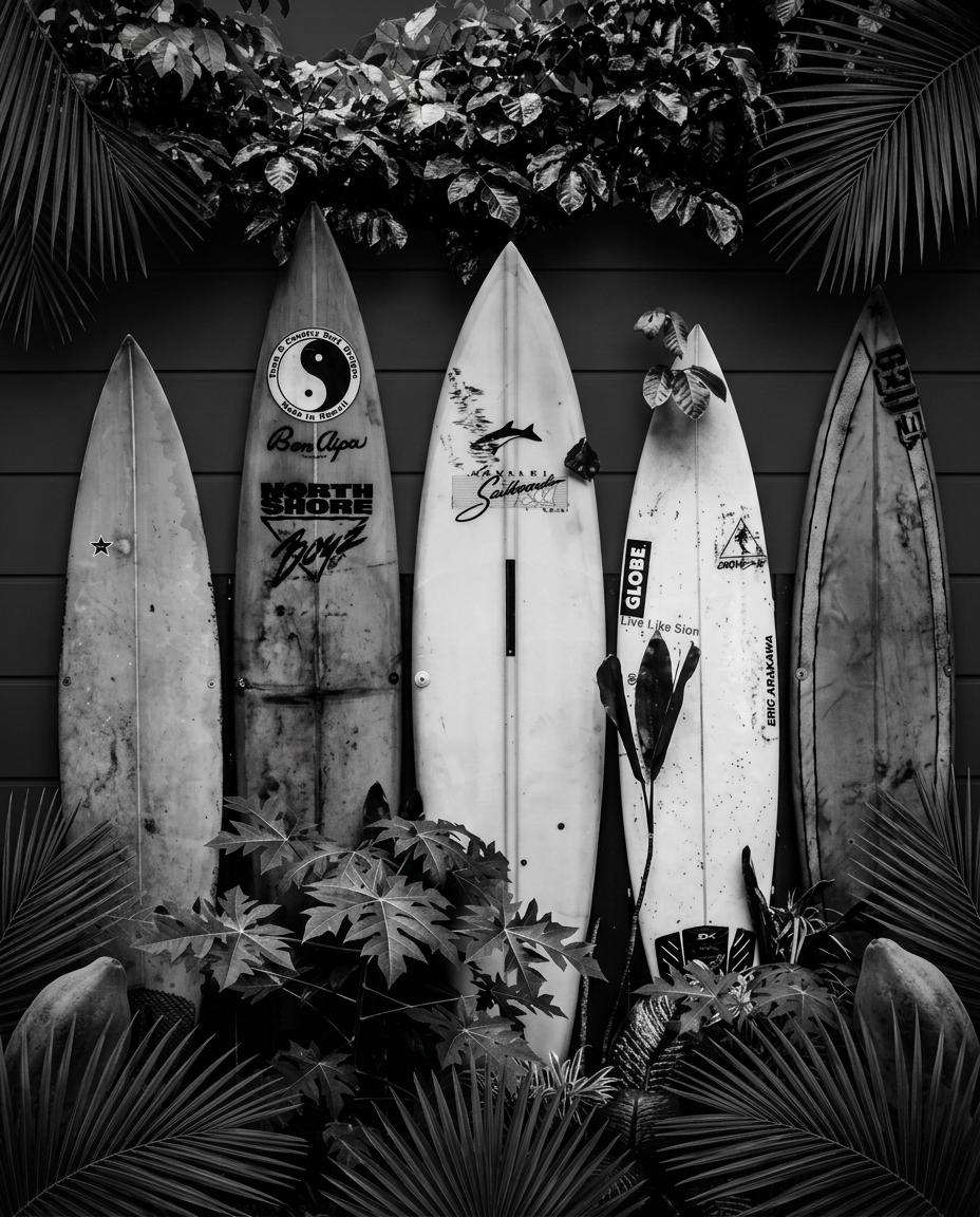 Zwartwater Surfclub wanddecoratie met sfeervolle surfclub aan donker water