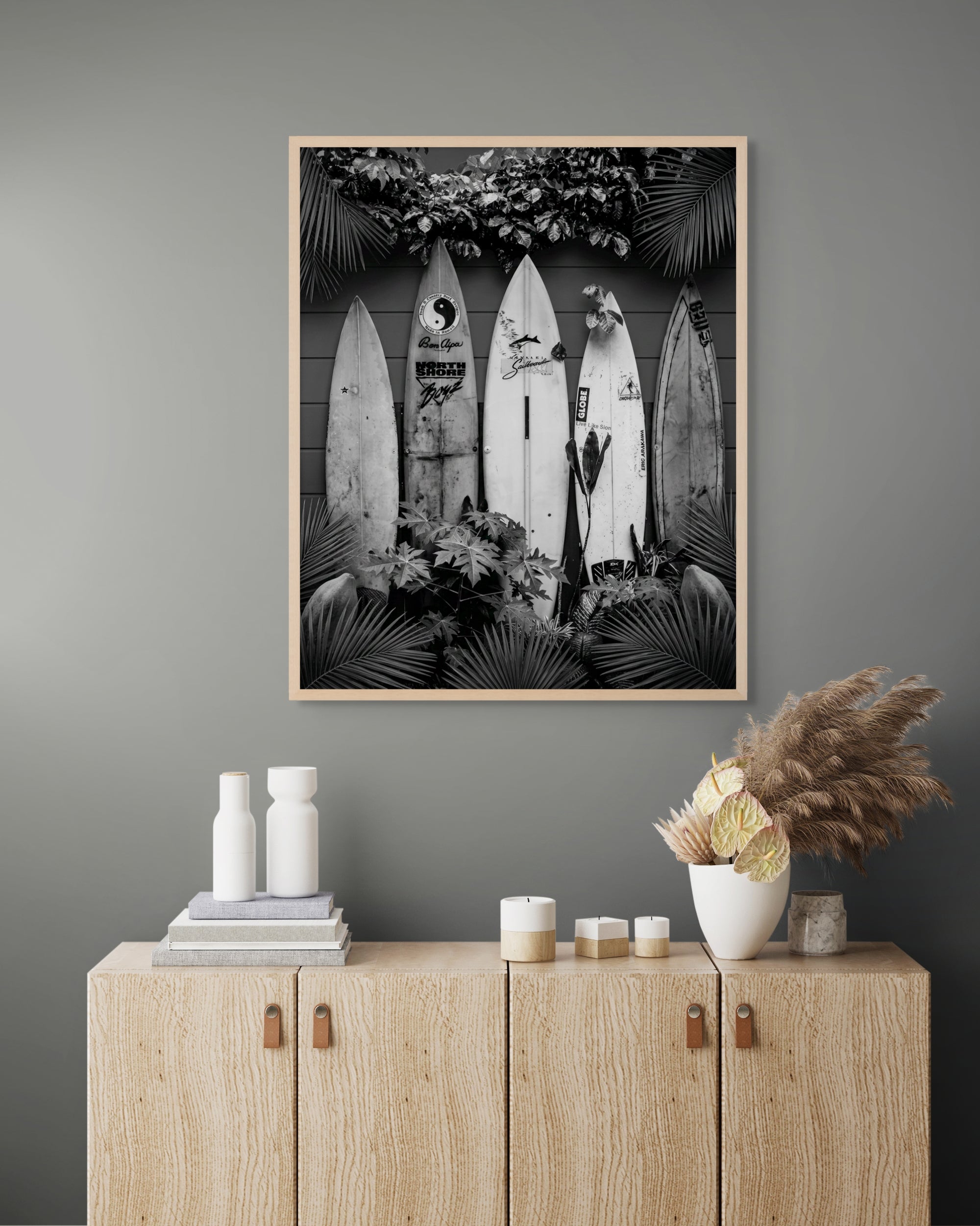 Surfer Wanddecoratie Zwart Wit – Stoere Surfclub Canvas Print