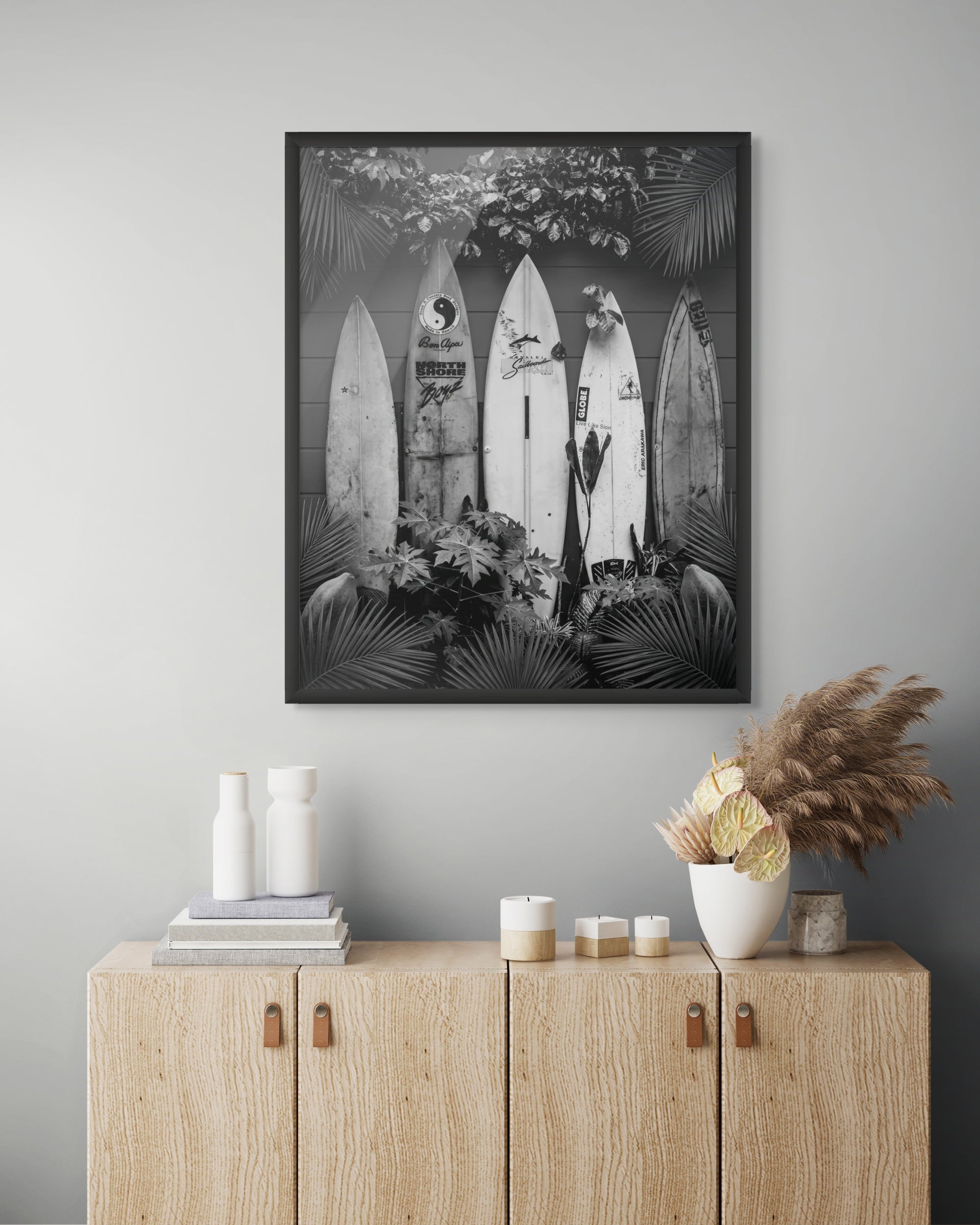 Surfer Wanddecoratie Zwart Wit – Stoere Surfclub Canvas Print