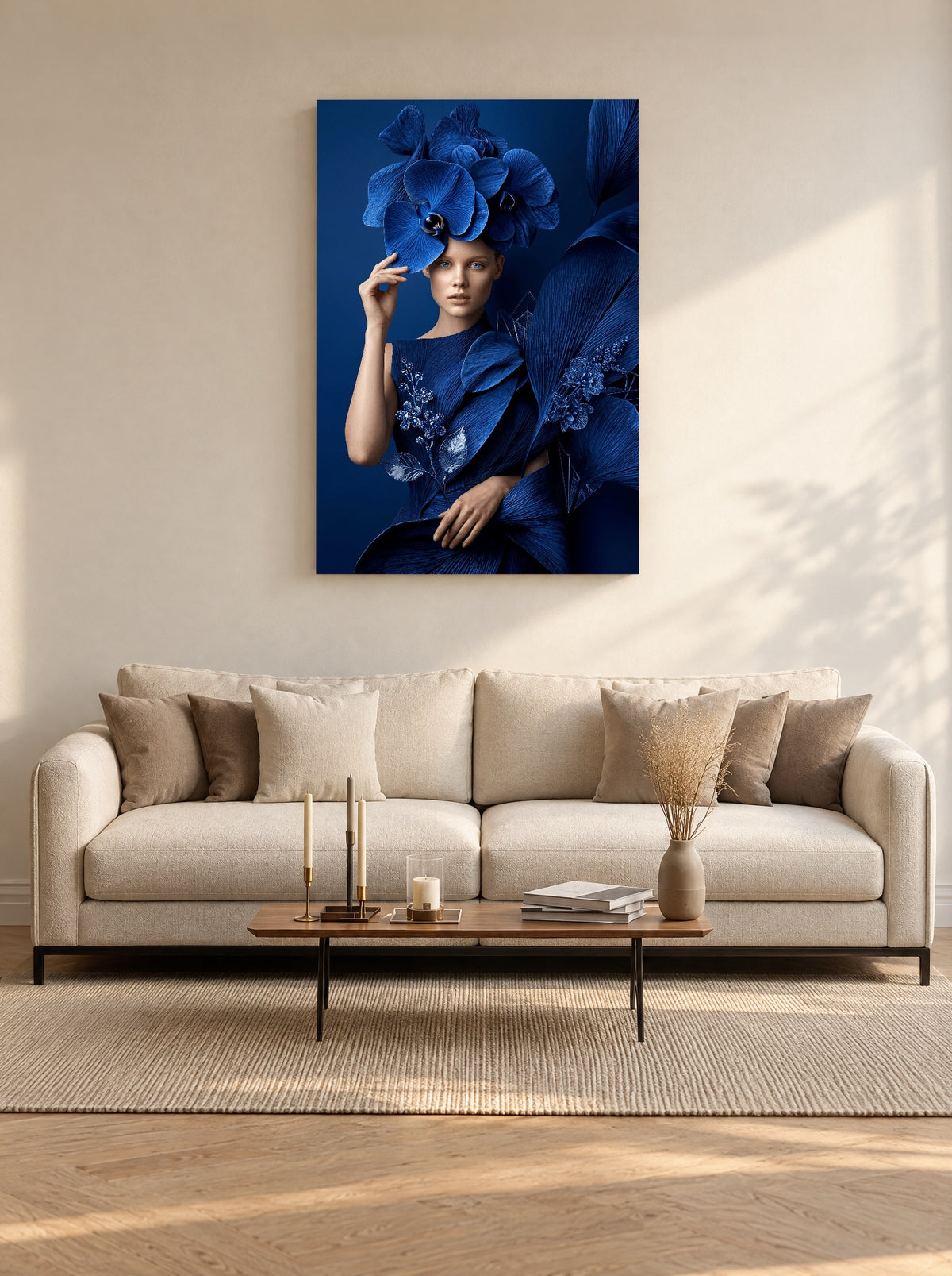 Abstracte Kleurexplosie als canvas zonder lijst aan de muur