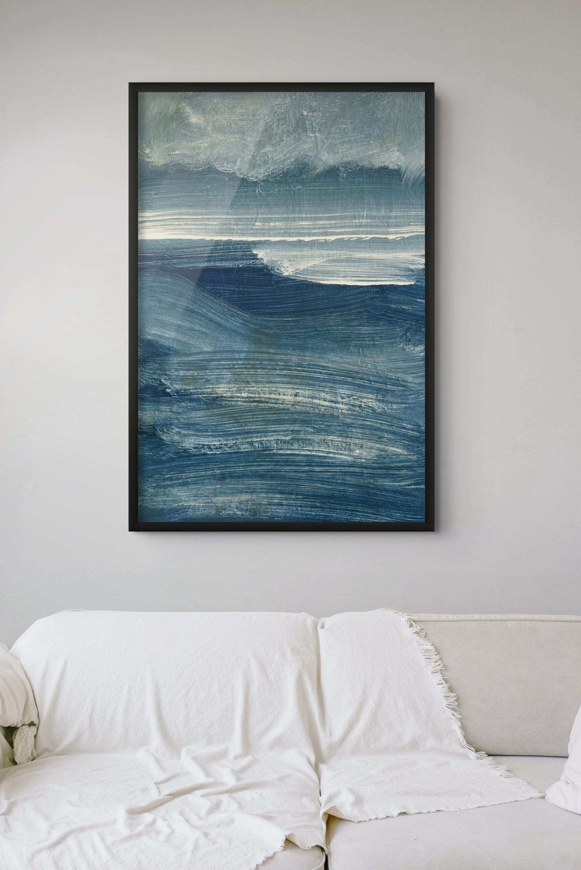 Abstracte Zee in Blauwtinten