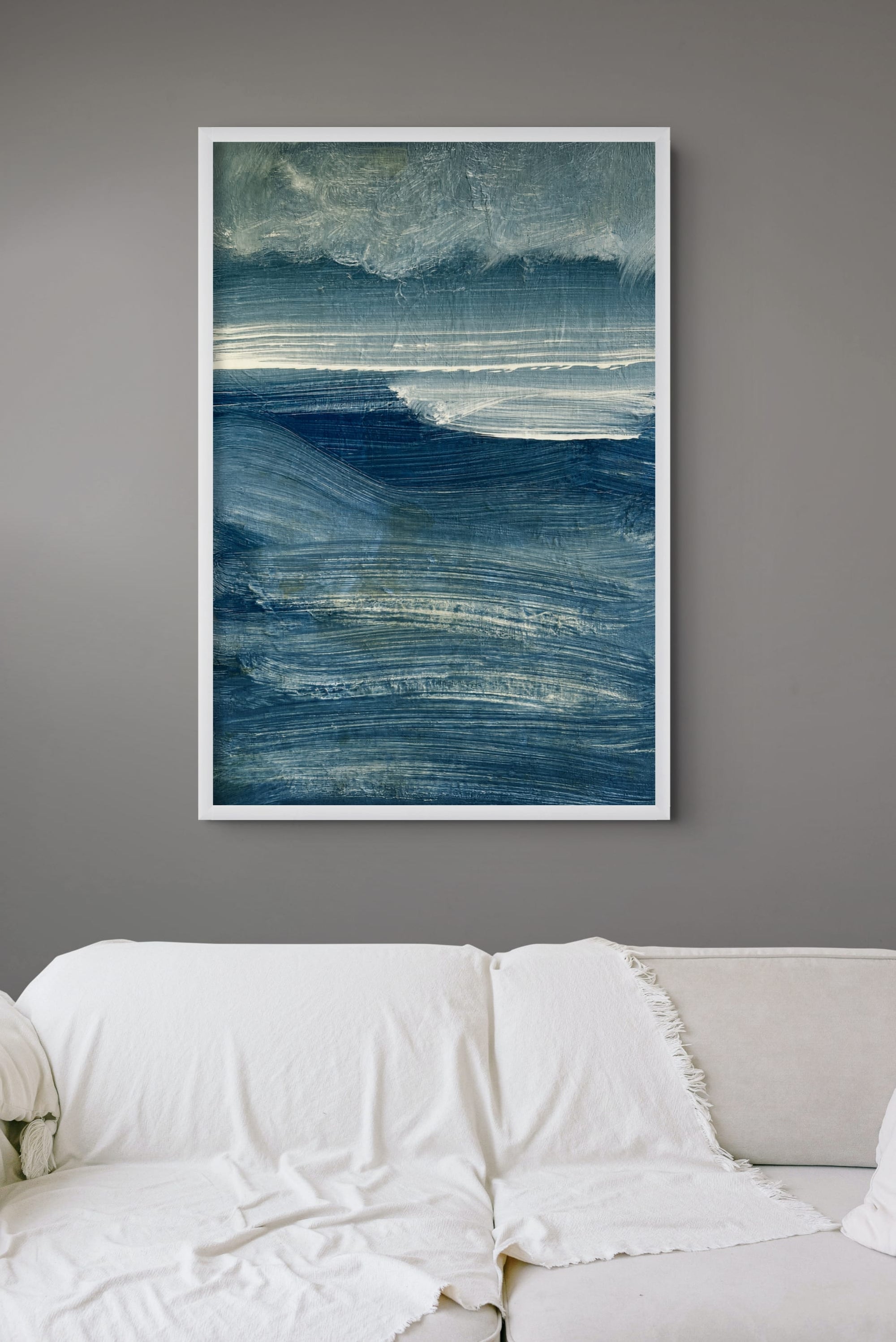 Abstracte Zee in Blauwtinten