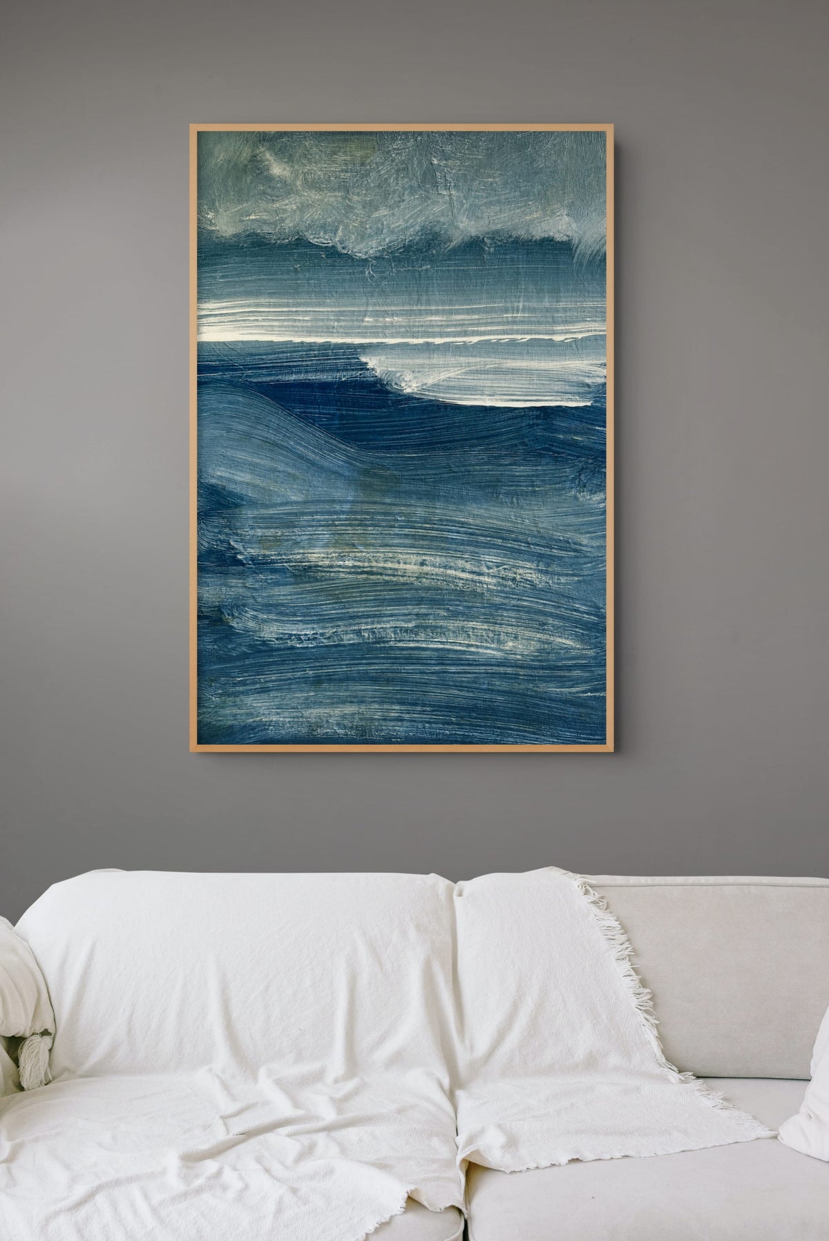 Abstracte Zee in Blauwtinten Schilderij