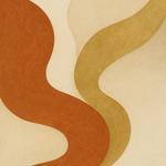 Abstracte wanddecoratie terracotta en goud
