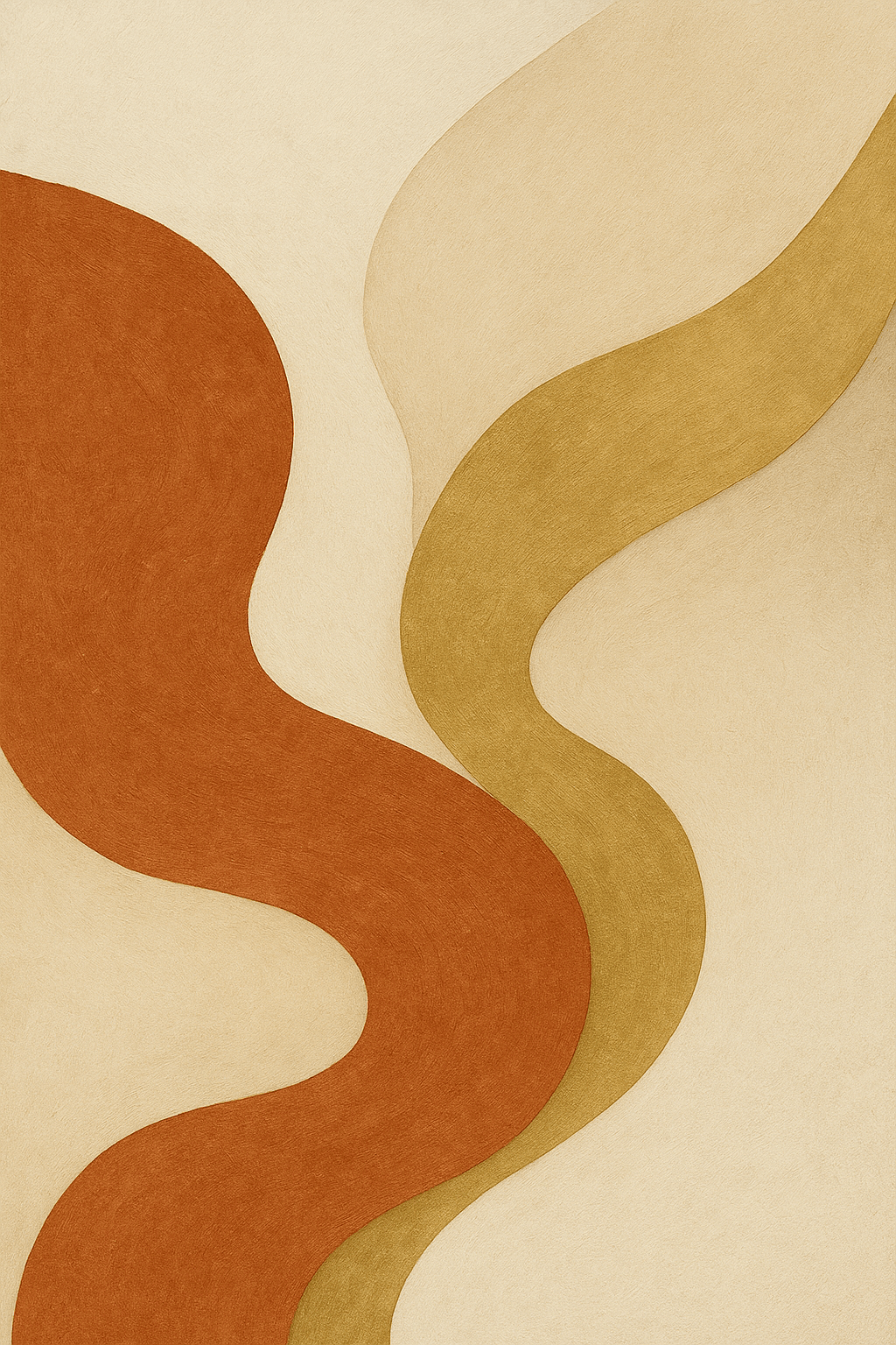 Abstracte wanddecoratie terracotta en goud