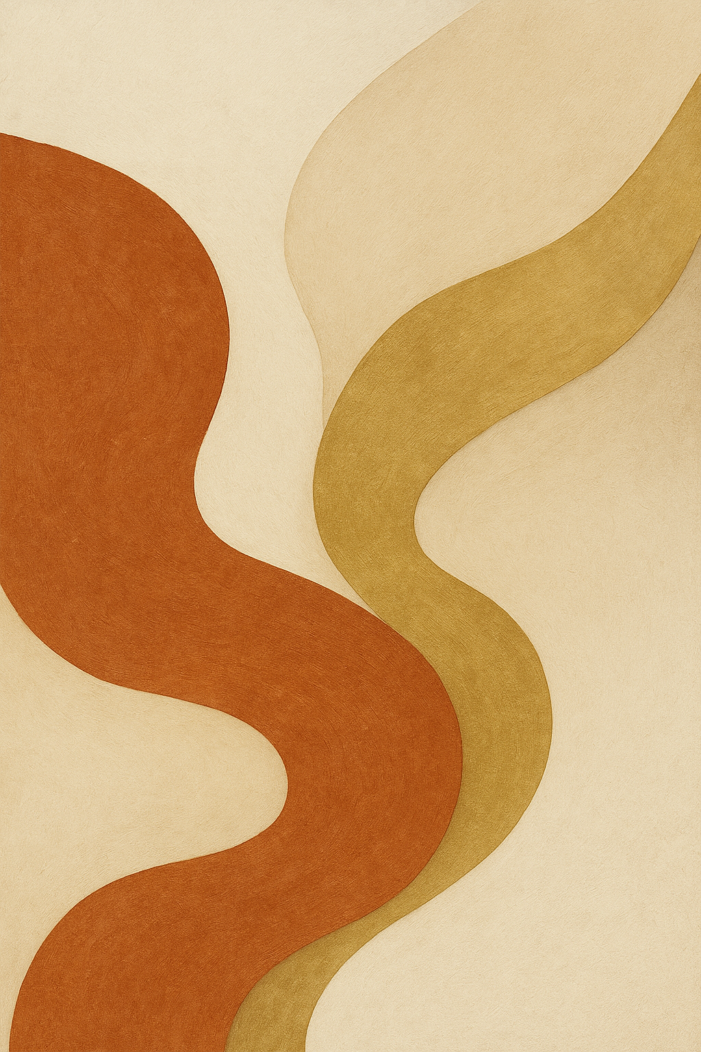Abstracte wanddecoratie terracotta en goud