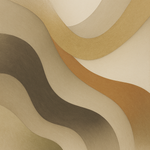 Abstracte wanddecoratie taupe en zacht goud