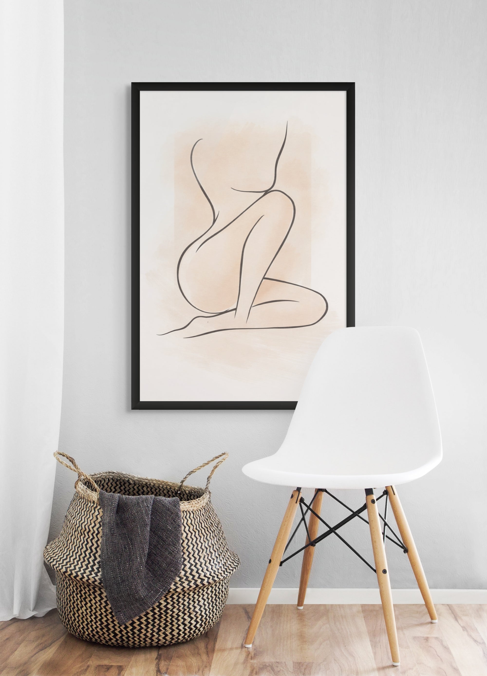 Fluweellijn Abstract Wanddecoratie – Rustige Minimalistische Canvas Print