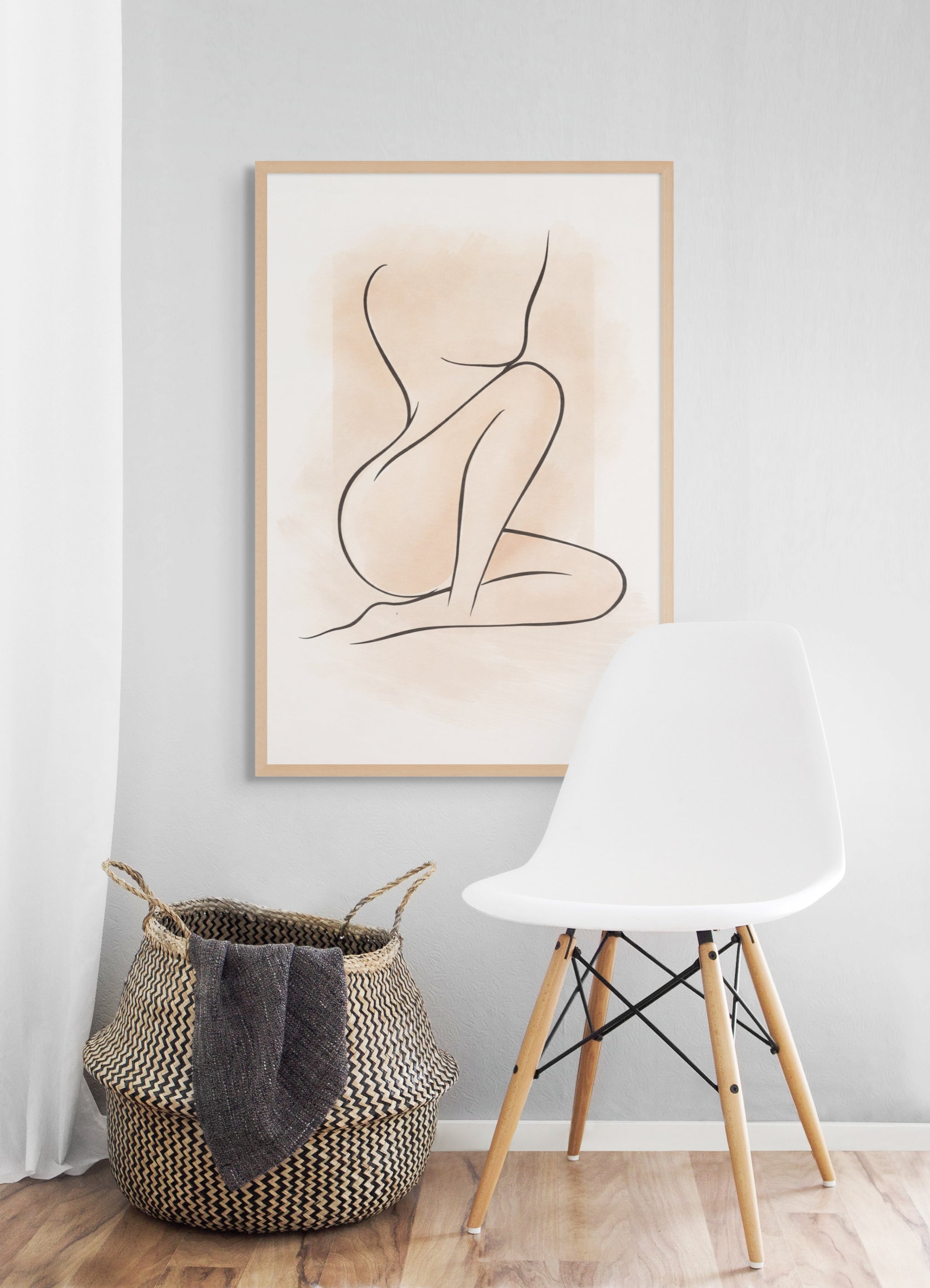 Fluweellijn Abstract Wanddecoratie – Rustige Minimalistische Canvas Print