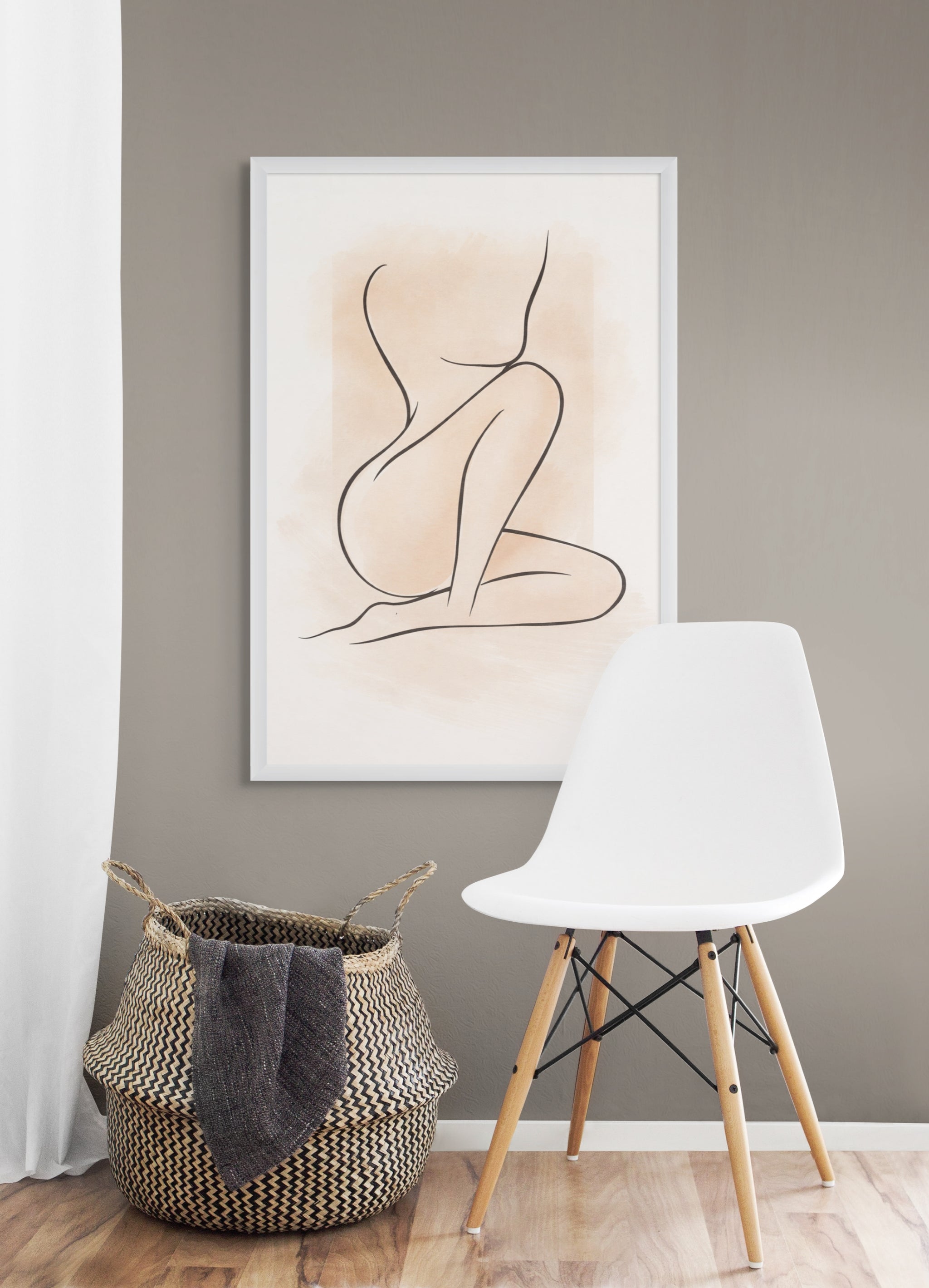 Fluweellijn Abstract Wanddecoratie – Rustige Minimalistische Canvas Print