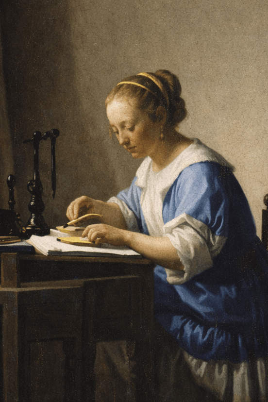 a lady writing