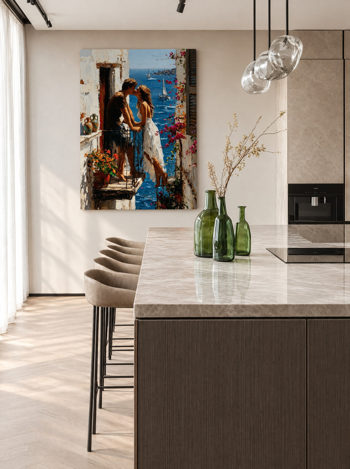 Amalfi Kiss Escape als canvas zonder lijst aan de muur