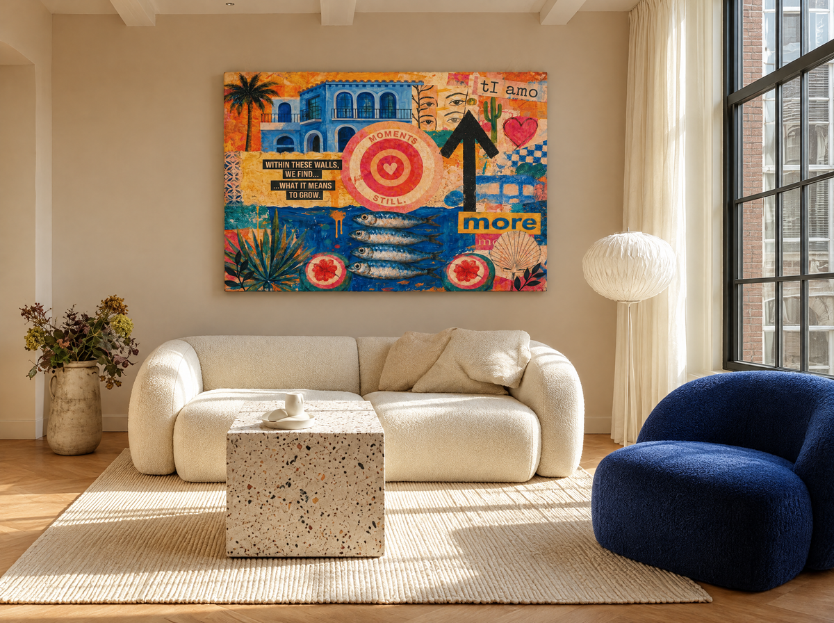 Amor aan de Azuurkust als canvas zonder lijst aan de muur