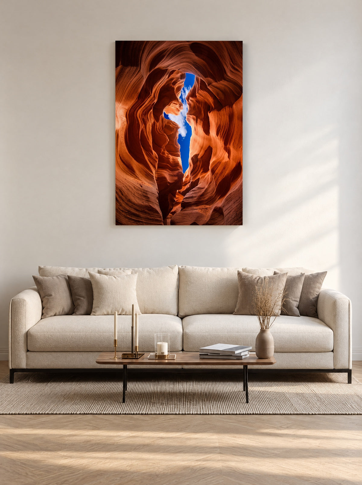 Antelope Canyon met Hemelspleet als canvas zonder lijst aan de muur