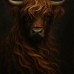 Schotse hooglander rund portret wanddecoratie