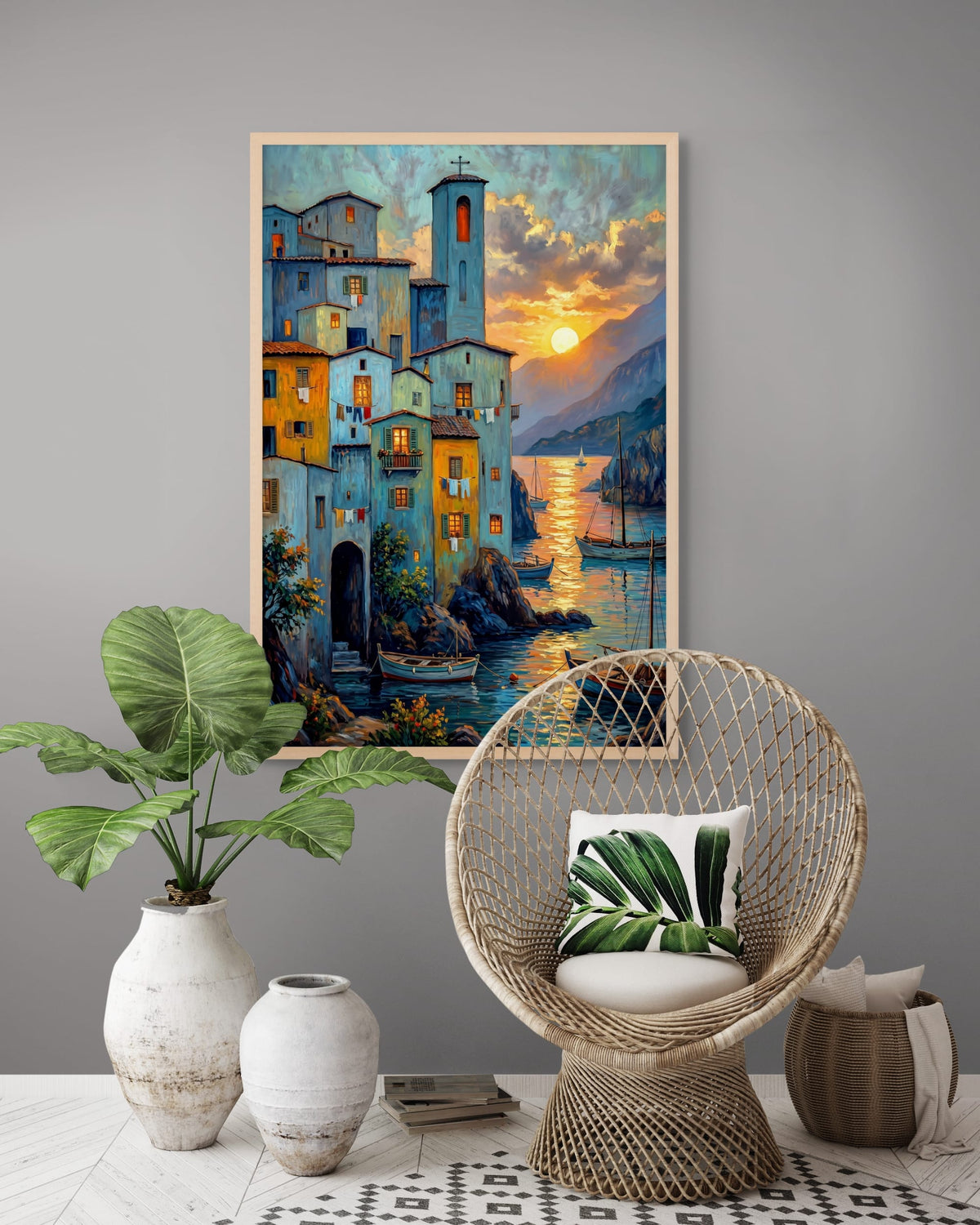 Avondgloed aan de Haven Wanddecoratie | ArtifyCanvas