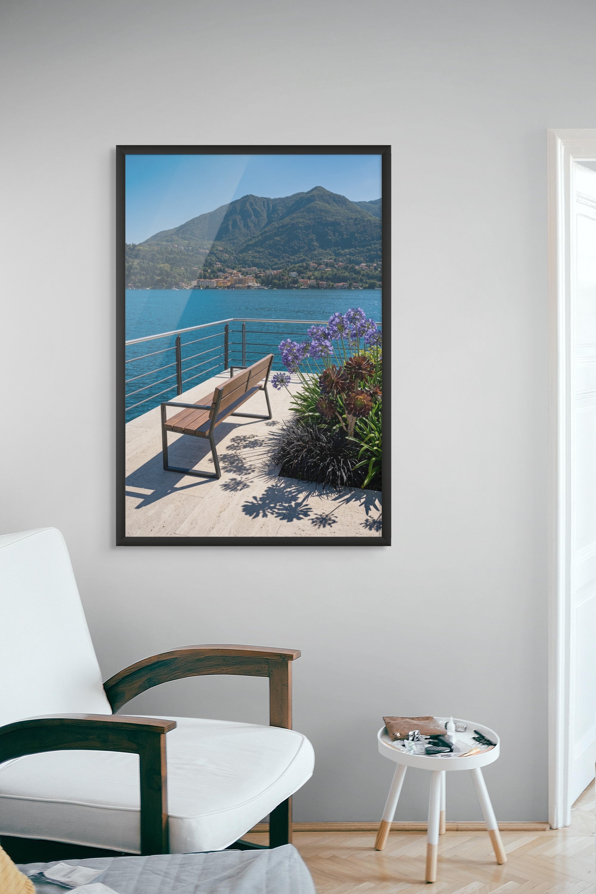 Azuurblauwe Toevlucht Wanddecoratie – Mediterraans Kust Canvas Print