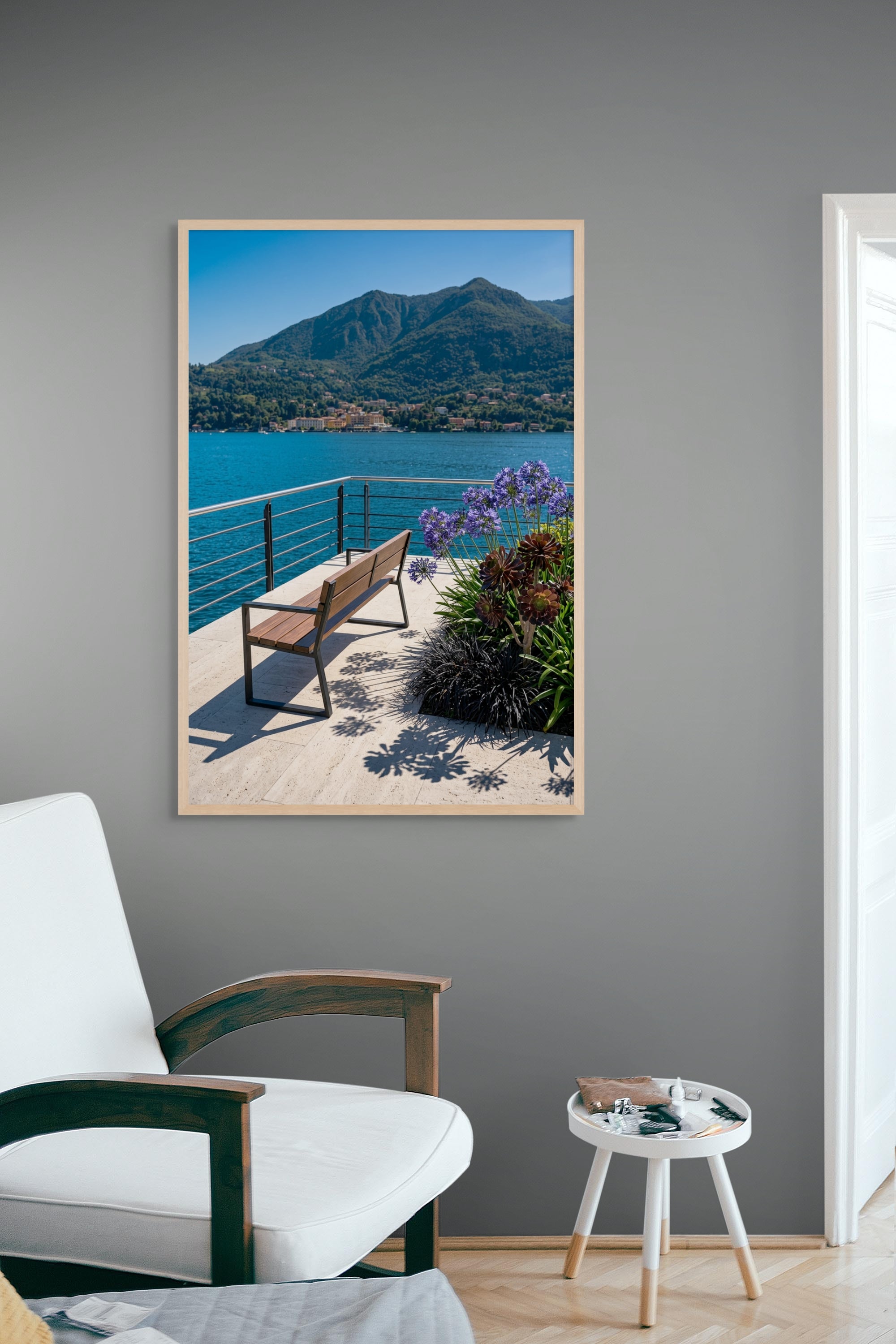 Azuurblauwe Toevlucht Wanddecoratie – Mediterraans Kust Canvas Print