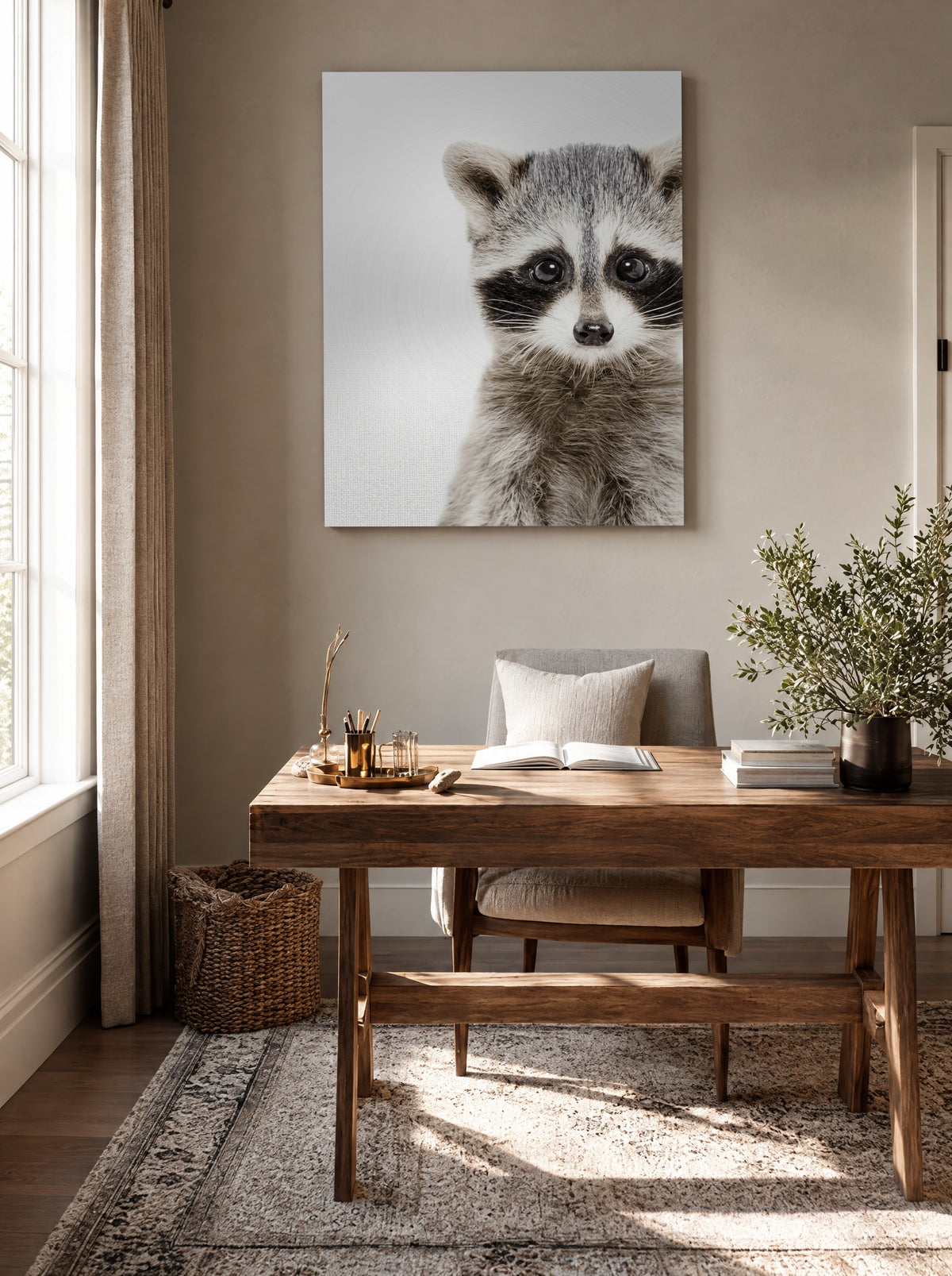 Bandiet met Knuffelogen als canvas zonder lijst aan de muur
