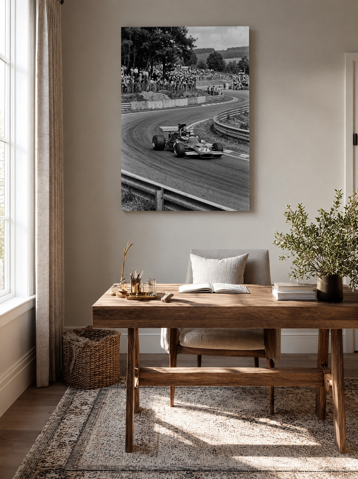 Bergrit als canvas zonder lijst aan de muur