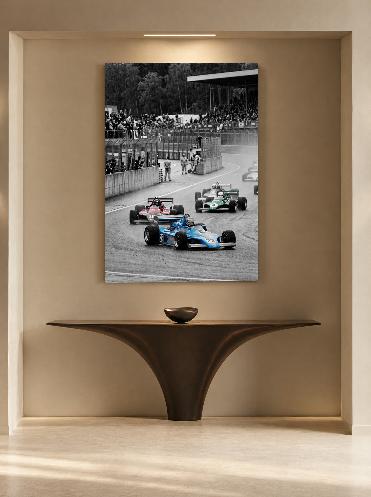 Blauw Voorop als canvas zonder lijst aan de muur