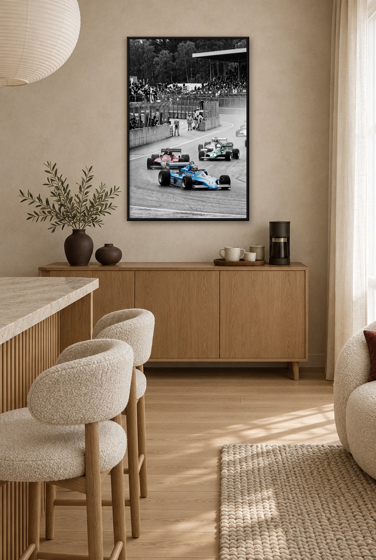 Blauw Voorop Wandbild mit schwarzem Rahmen an der Wand in der Küche